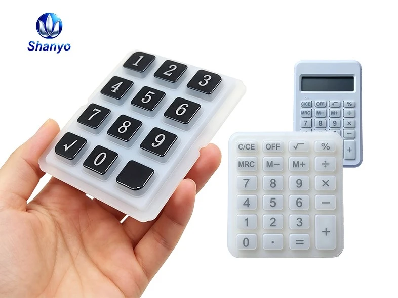 Shanyo custom silicone rubber keypad buttons with carbon pill contacts for medical automotive industrial applications Shanyo custom silicone rubber keypad buttons with carbon pill contacts for medical automotive industrial applications